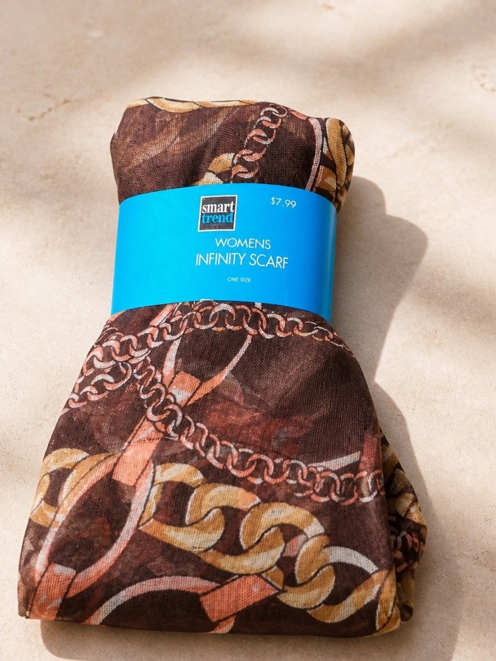 Smart Trend Women's Infinity Scarf - Brown Chain Print
